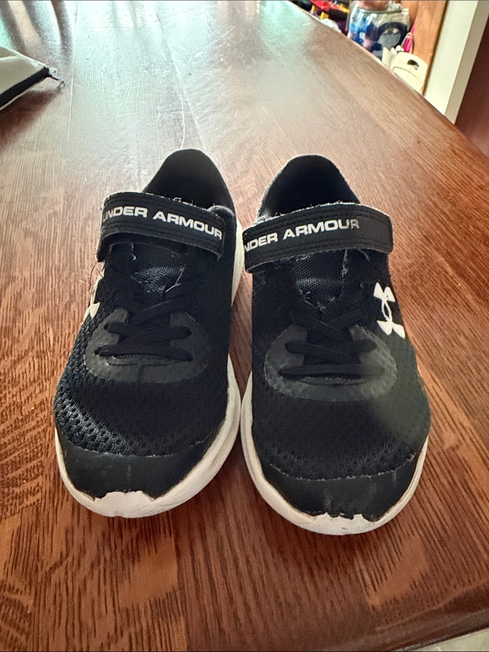 Under Armour Kids Black and White Slip-On Sneakers with Strap